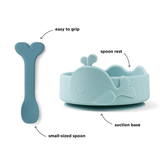 Silicone Stick&Stay bowl & baby spoon Wally